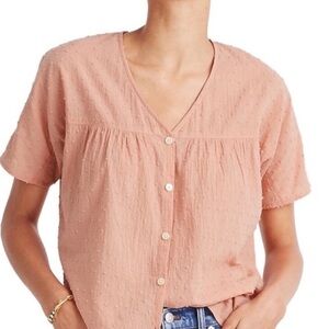 Madewell Pink Textured Button-Up Top